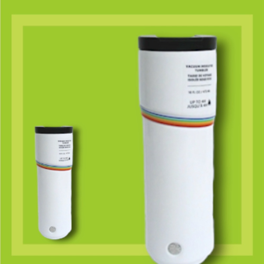 Starbucks 2020 Pride Stainless White Rainbow Insulated Vacuum Tumbler 16oz NEW